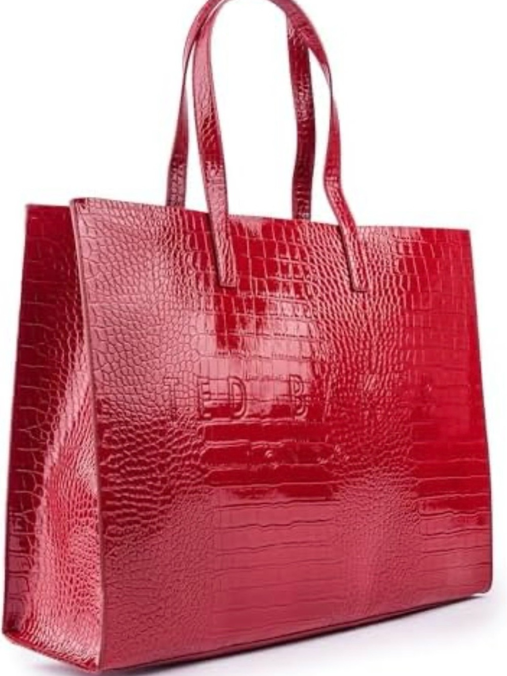 Ted Baker  Glossy Red Croc-Embossed Tote- NWOT